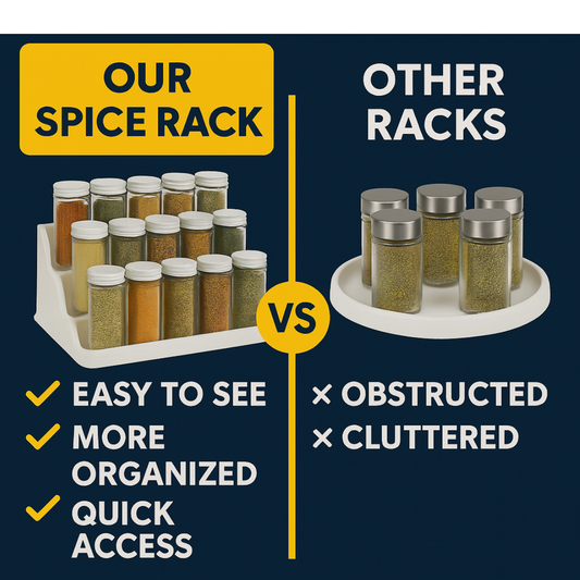 3-Tier Spice Rack Organizer – Food Safe & Eco-Friendly – Non-Toxic Kitchen Shelf for 15+ Jars – Tiered Countertop Storage