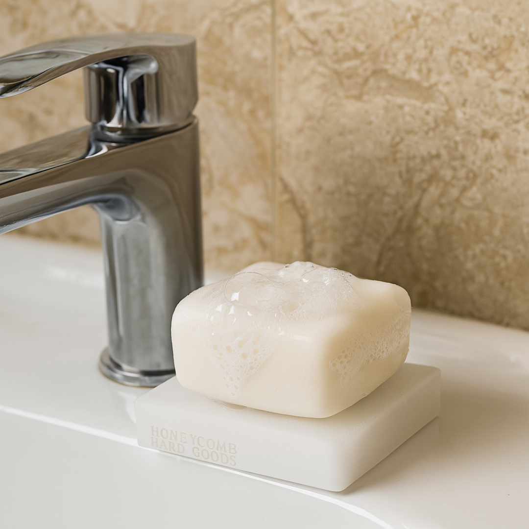 Concave Soap Dish Black One Piece Bar Soap Holder for Bathroom Shower Sink or Kitchen Minimalist PETG Plastic Tray