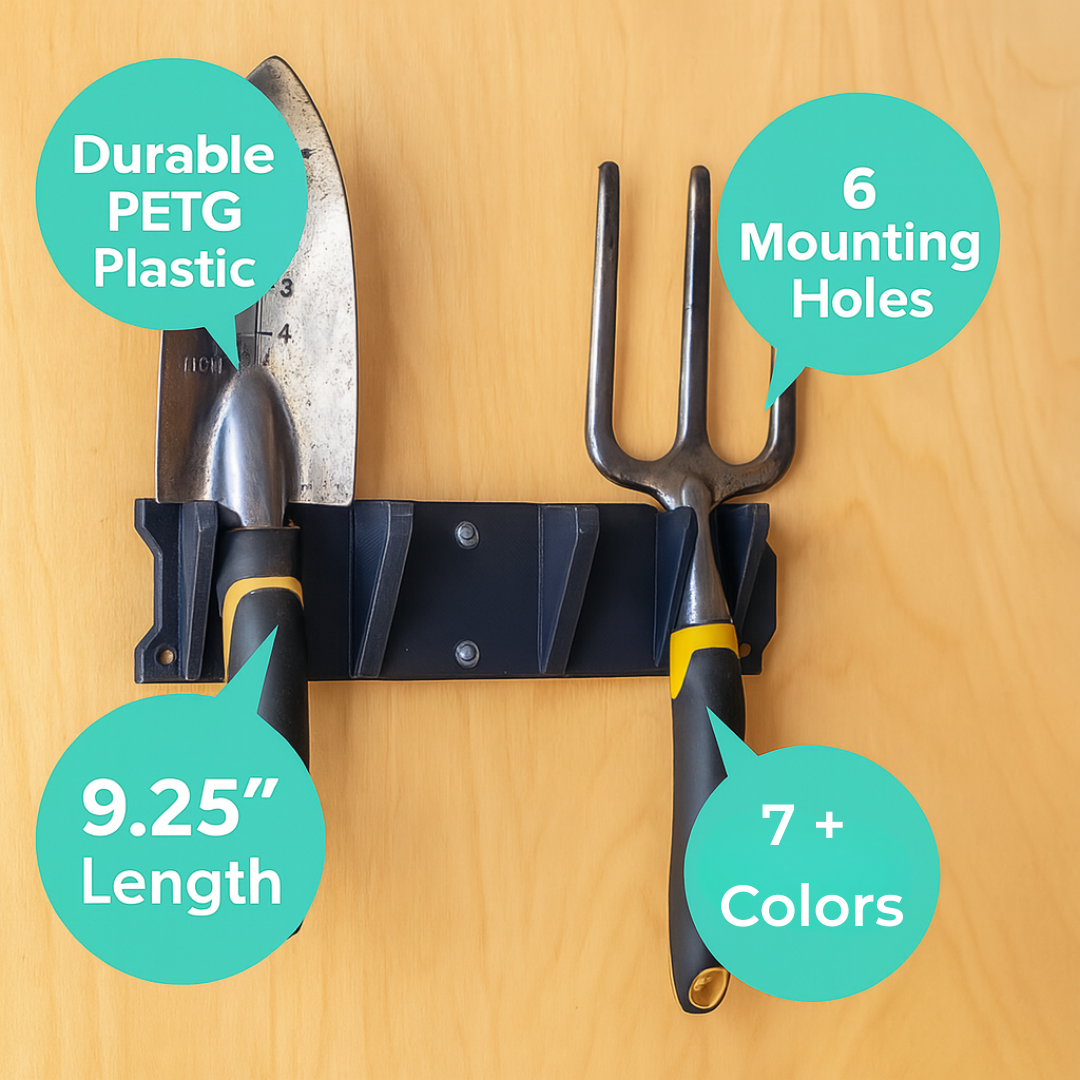 Garden Tool Wall Mount – Durable Tool Rack for Shed or Garage – Holds Trowels, Forks & Hand Tools – Gardening Gift for Him or Her