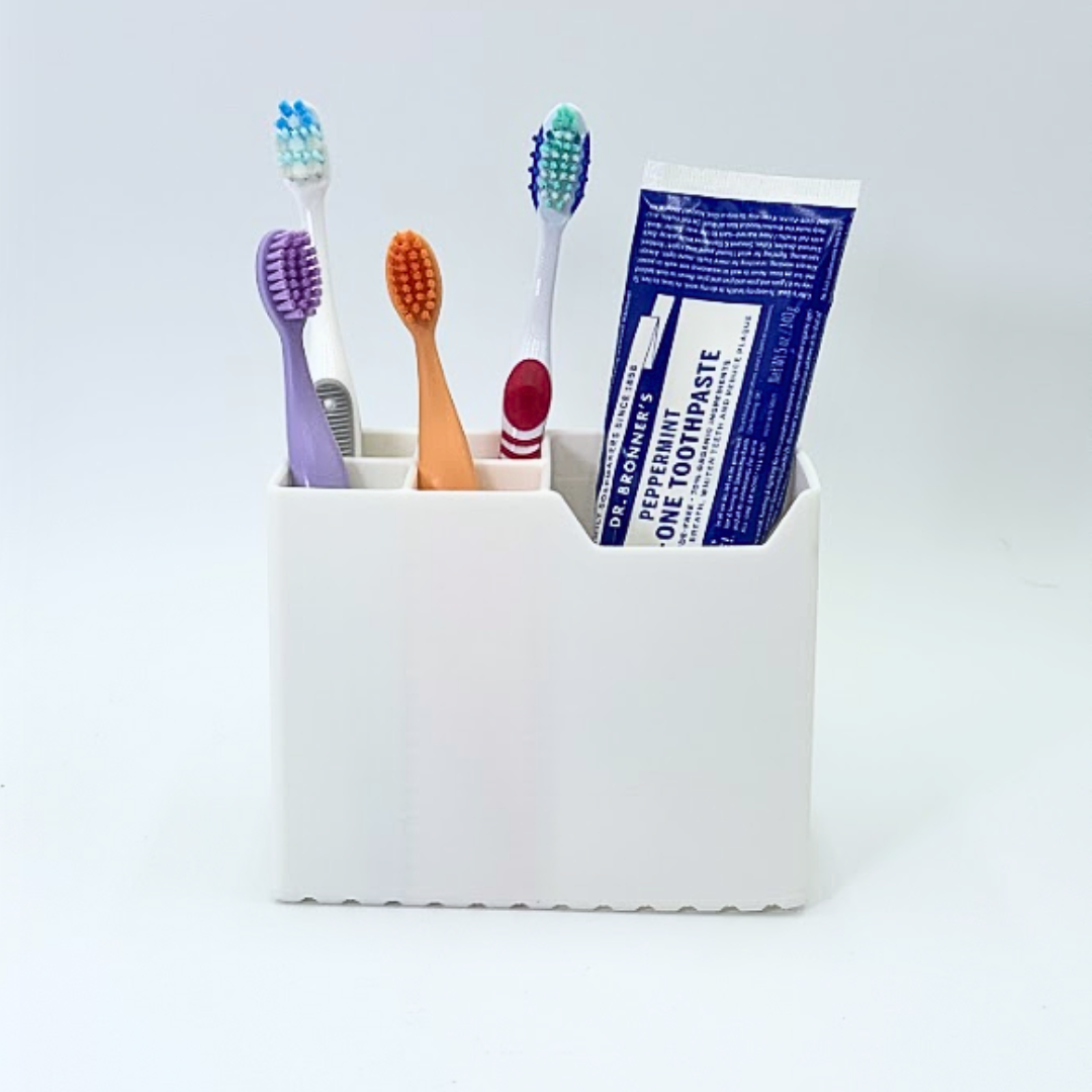 Toothbrush Holder for Bathroom Countertop 4 Slot Rectangular Organizer Modern Sink Storage Stand for Home or RV
