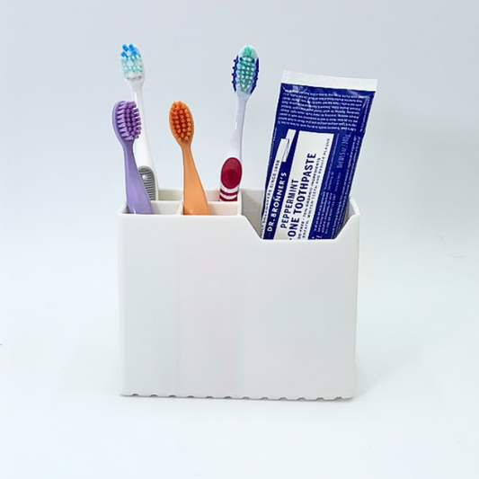 Toothbrush Holder for Bathroom Countertop 4 Slot Rectangular Organizer Modern Sink Storage Stand for Home or RV