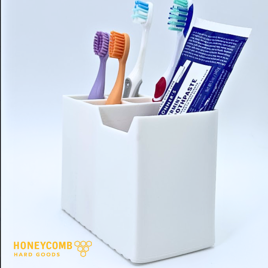 Toothbrush Holder for Bathroom Countertop 4 Slot Rectangular Organizer Modern Sink Storage Stand for Home or RV