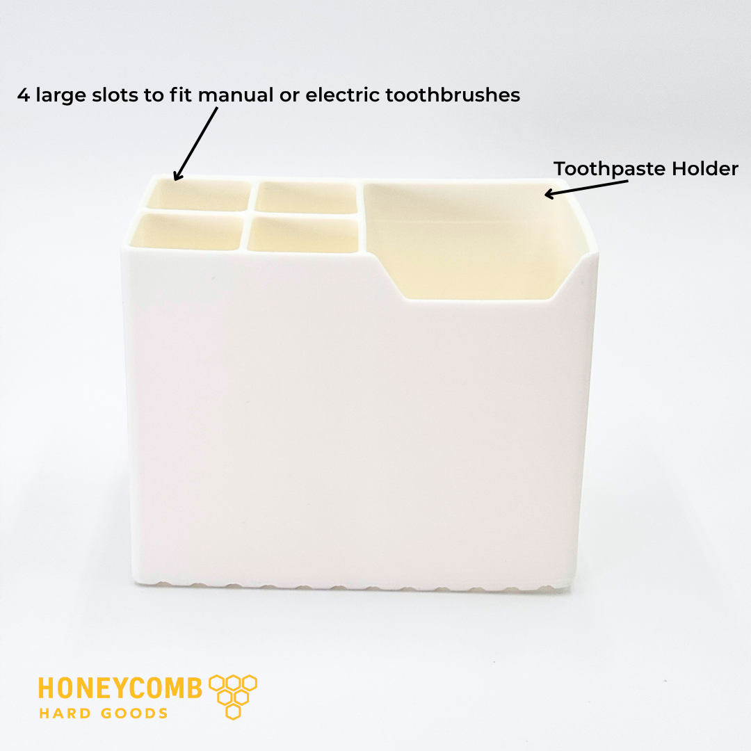 Toothbrush Holder for Bathroom Countertop 4 Slot Rectangular Organizer Modern Sink Storage Stand for Home or RV